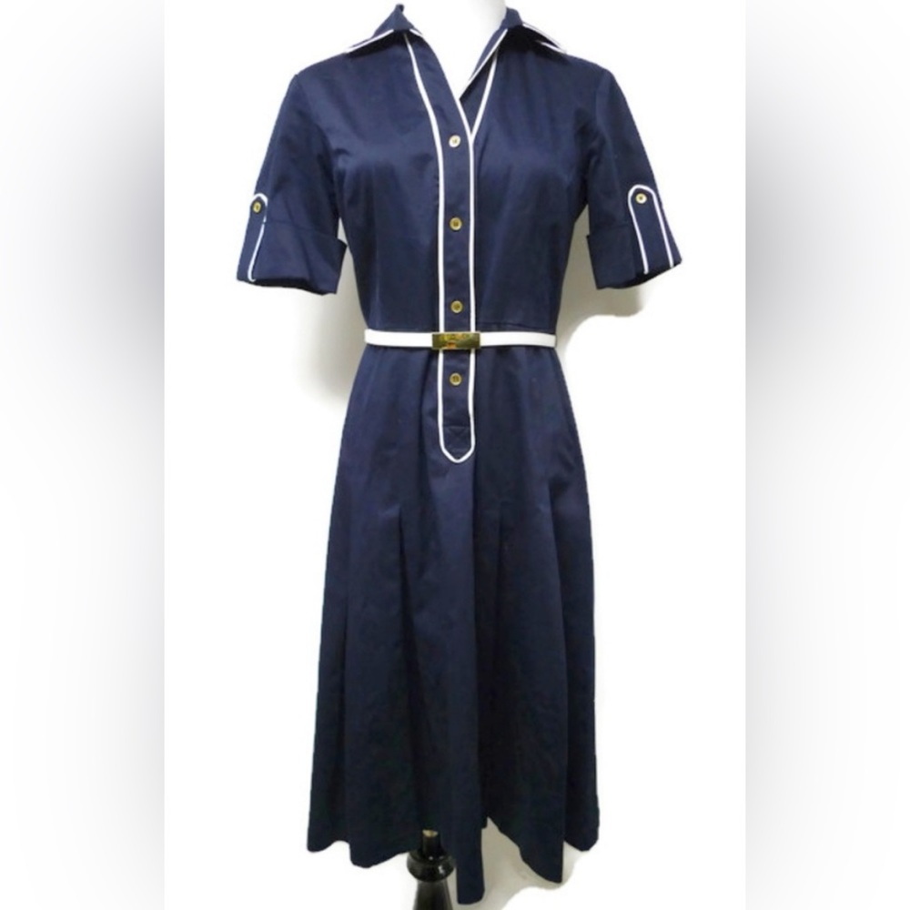 Jones New York Navy Dress with White Trim